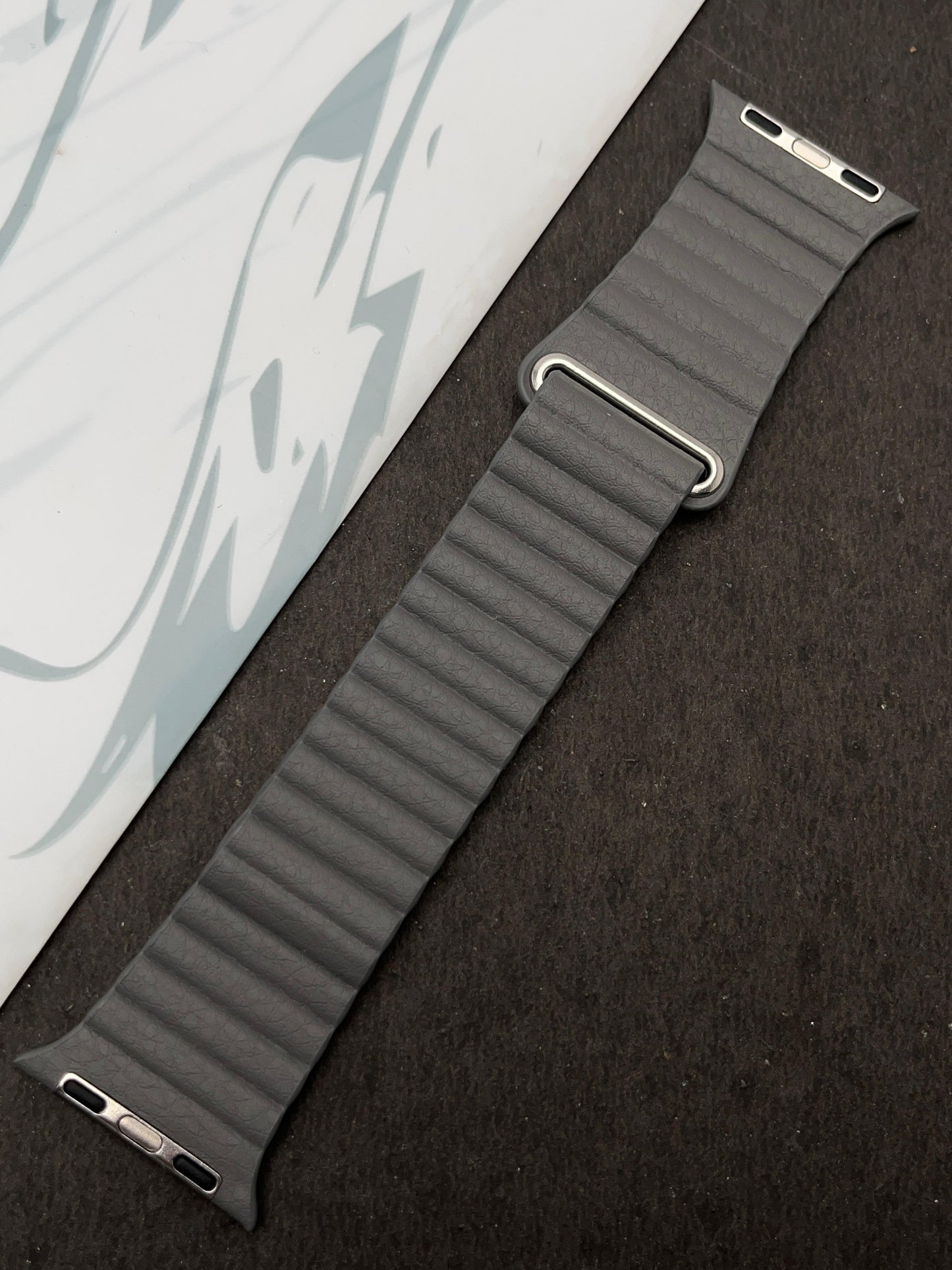 Grey Magnetic Leather Strap For Apple Watch