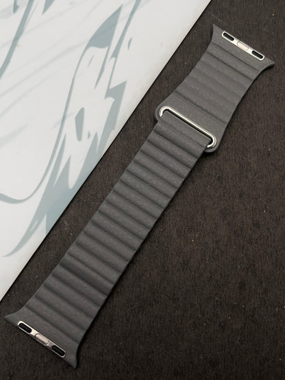Grey Magnetic Leather Strap For Apple Watch