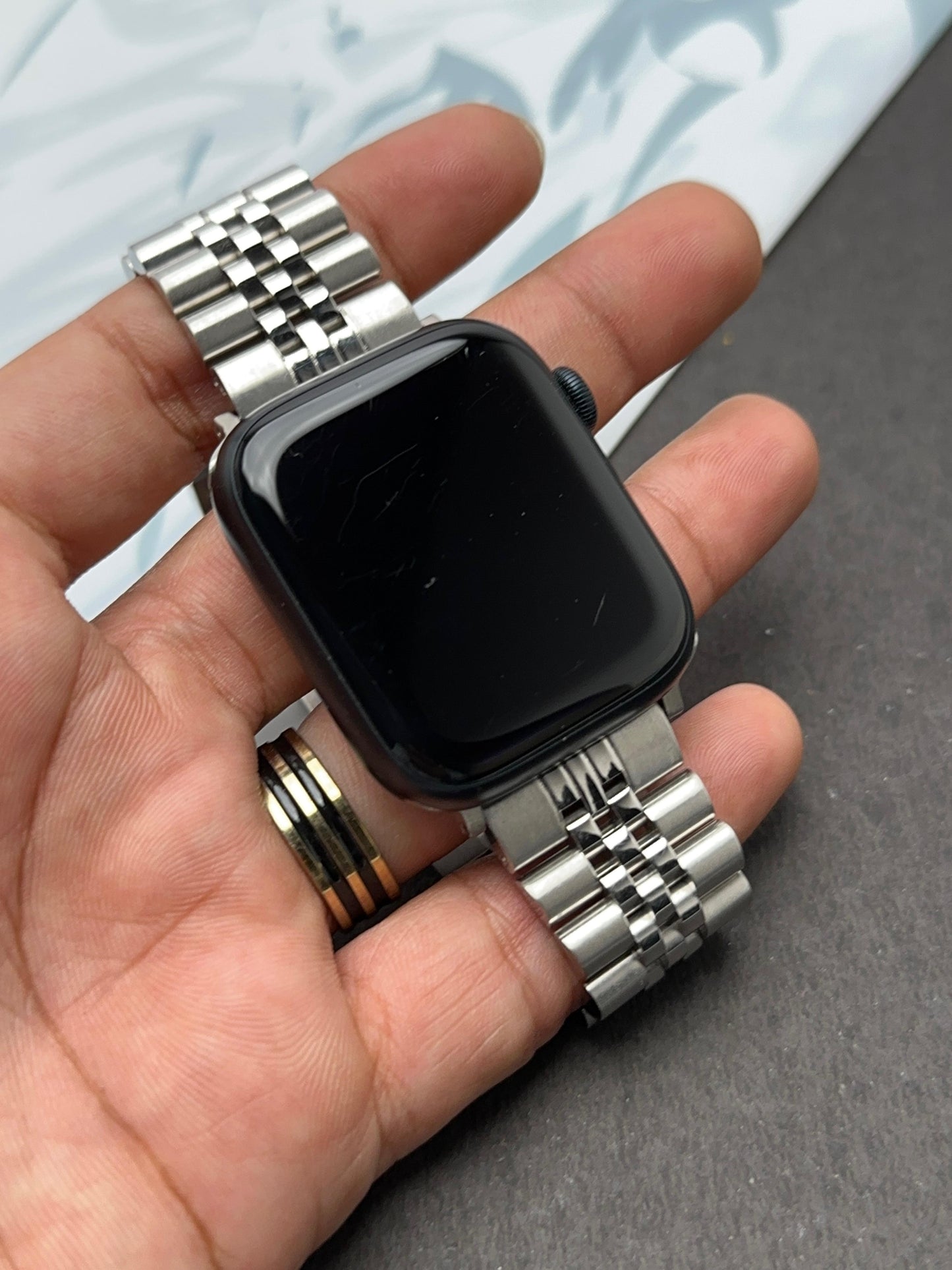 Silver Stainless Steel Jubilee Metal Strap for Apple Watch GenZ