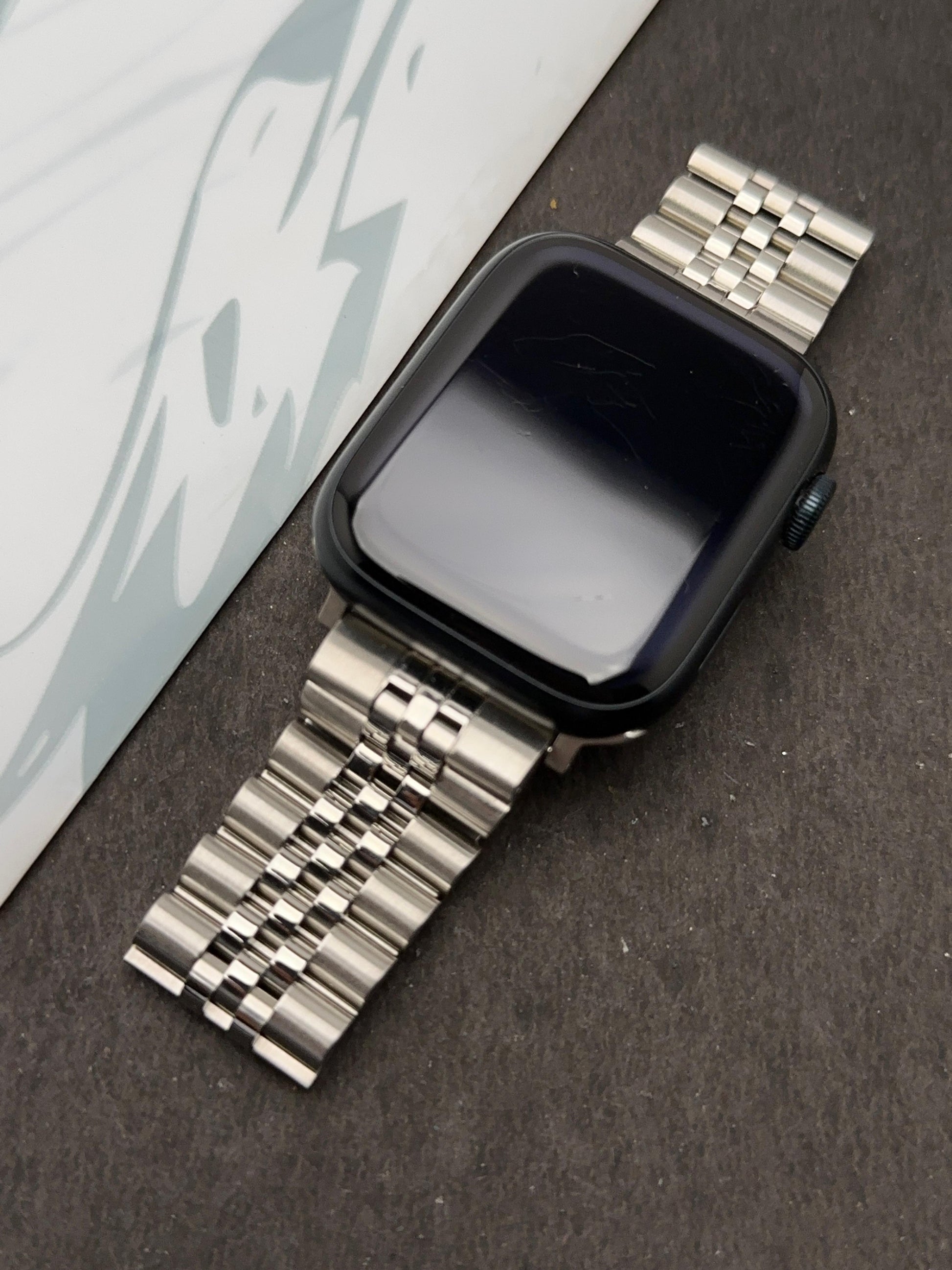 Silver Iwatch Gray Silver Stainless Steel Jubilee Metal Strap For