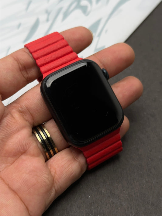 Blood Red Magnetic Leather Strap For Apple Watch