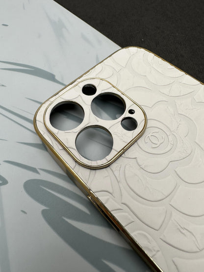 CHANEL White Gold Luxury Back case For iPhone
