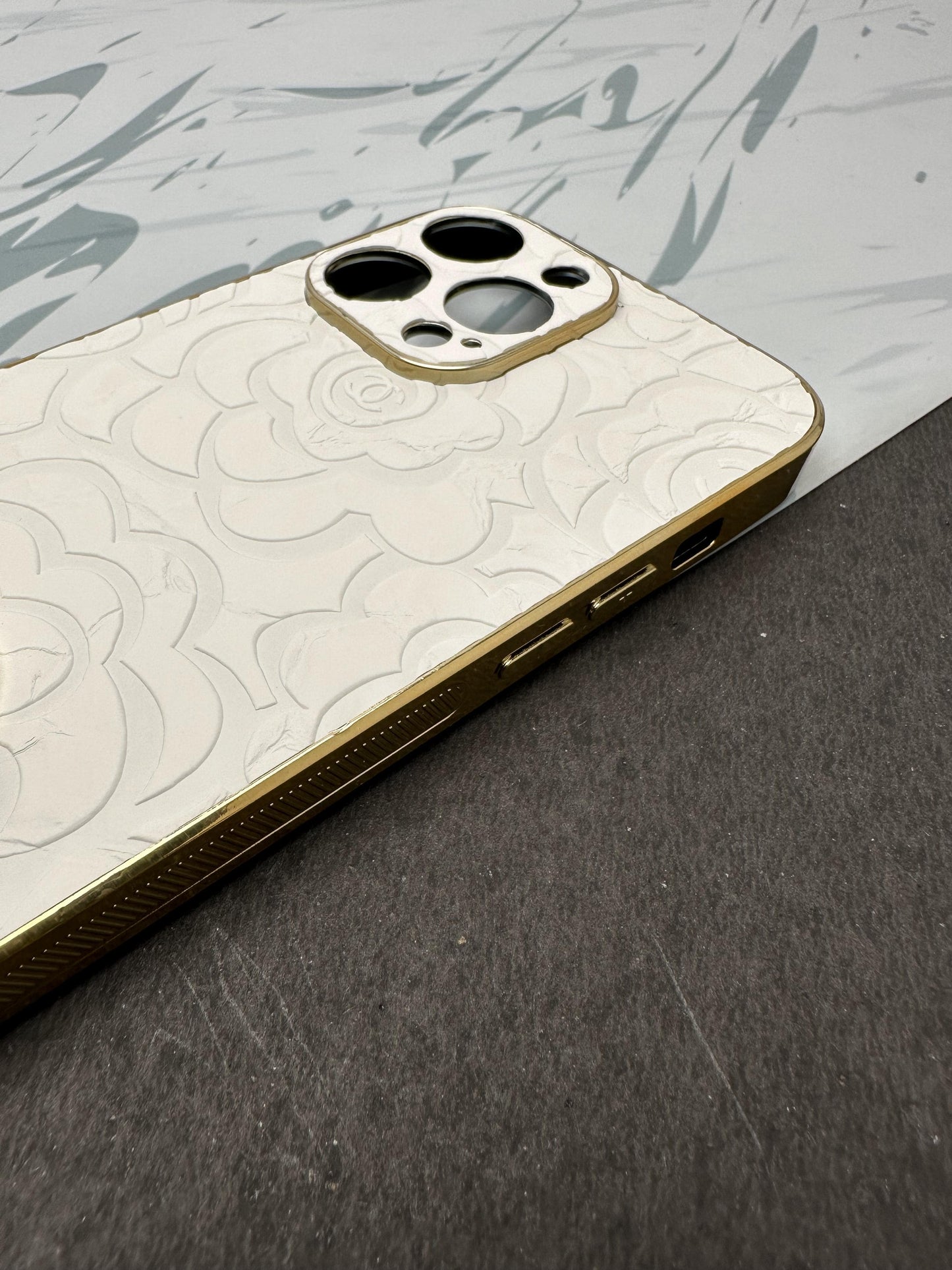 CHANEL White Gold Luxury Back case For iPhone