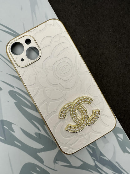 CHANEL White Gold Luxury Back case For iPhone
