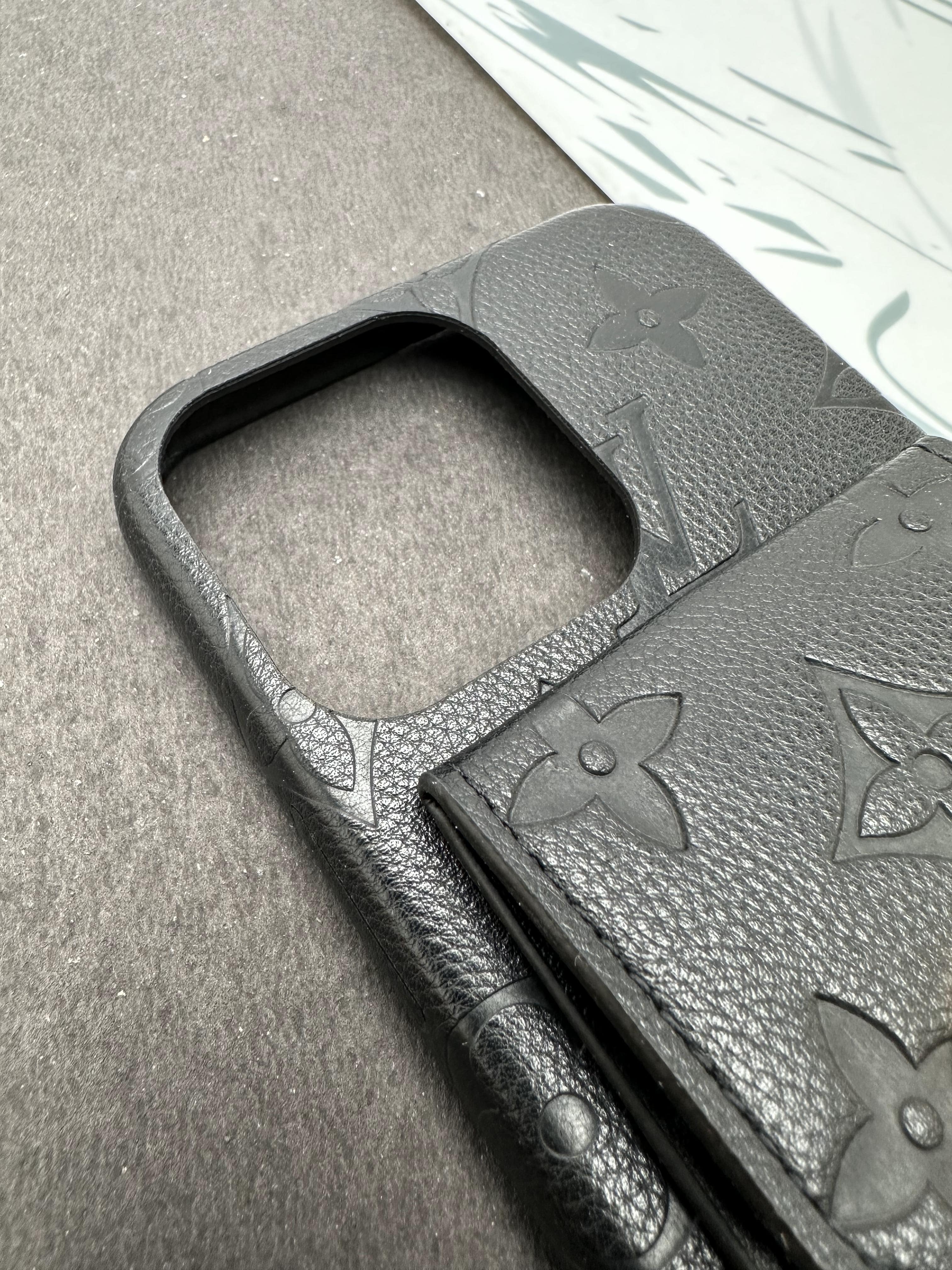 LV Black Luxury Leather Back Pocket case For iPhone - GenZ – GenZ
