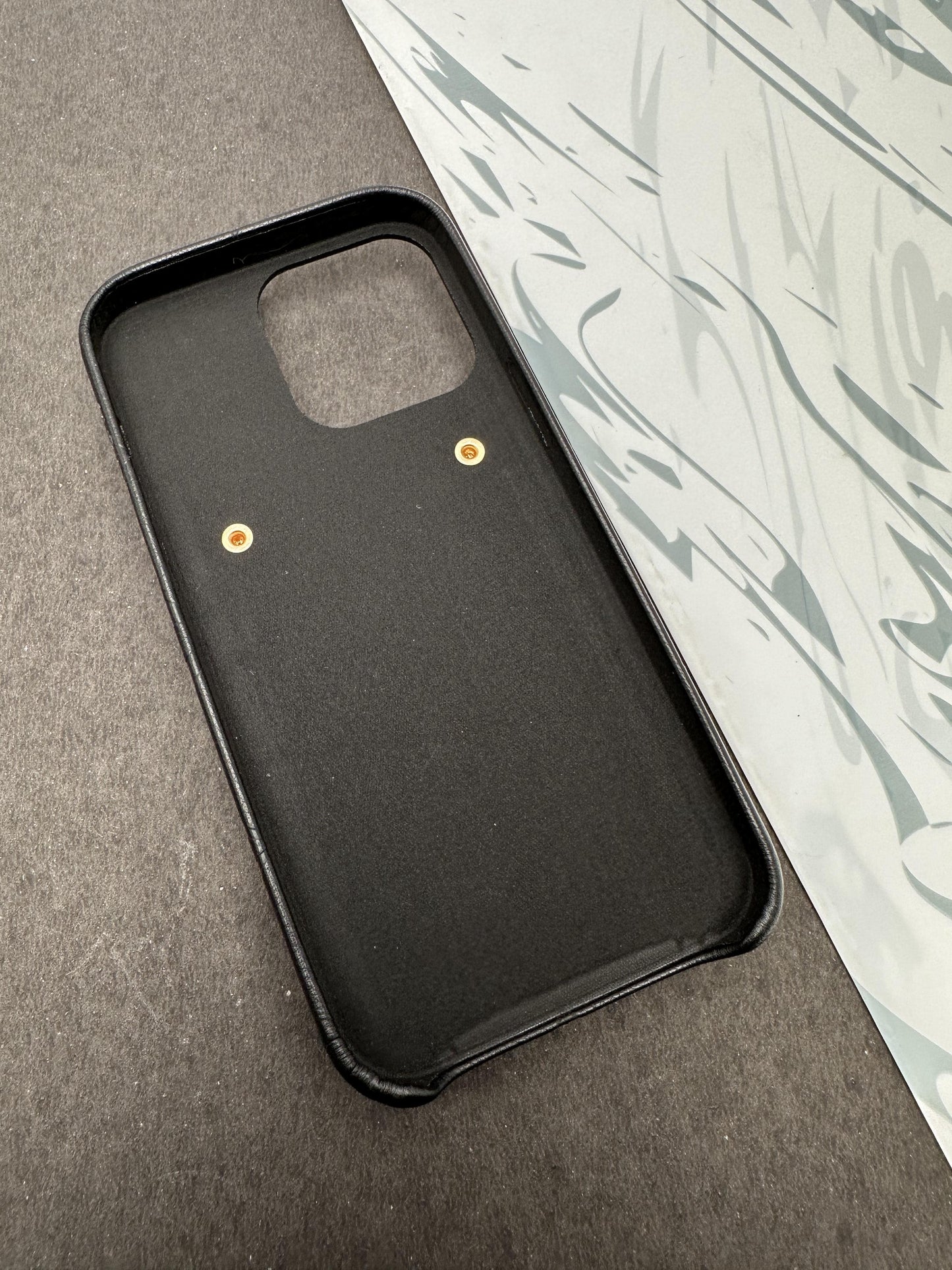 LV Black Luxury Leather Back Pocket case For iPhone