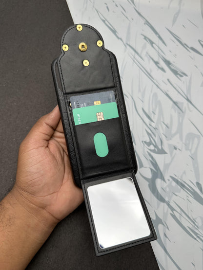 LV Black Luxury Leather Back Pocket case For iPhone