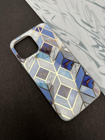 Geometric Rasin Blue Ceramic Design Silicon Case for iPhone