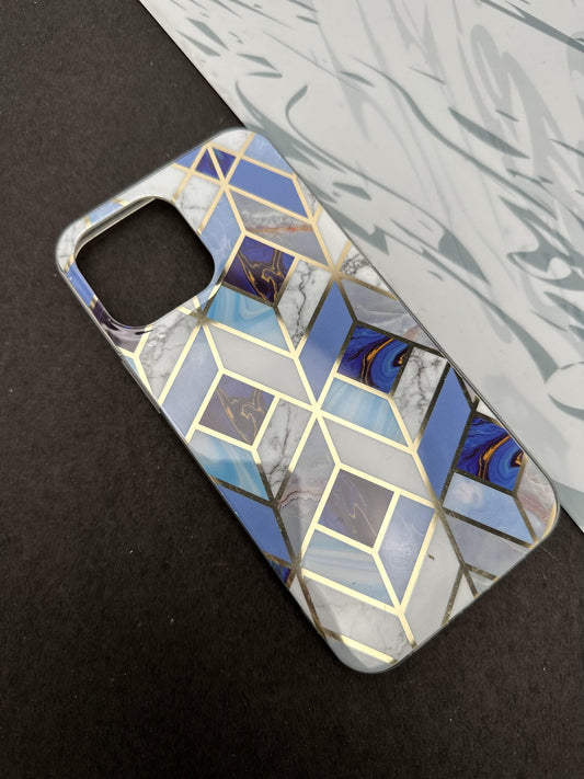 Geometric Rasin Blue Ceramic Design Silicon Case for iPhone