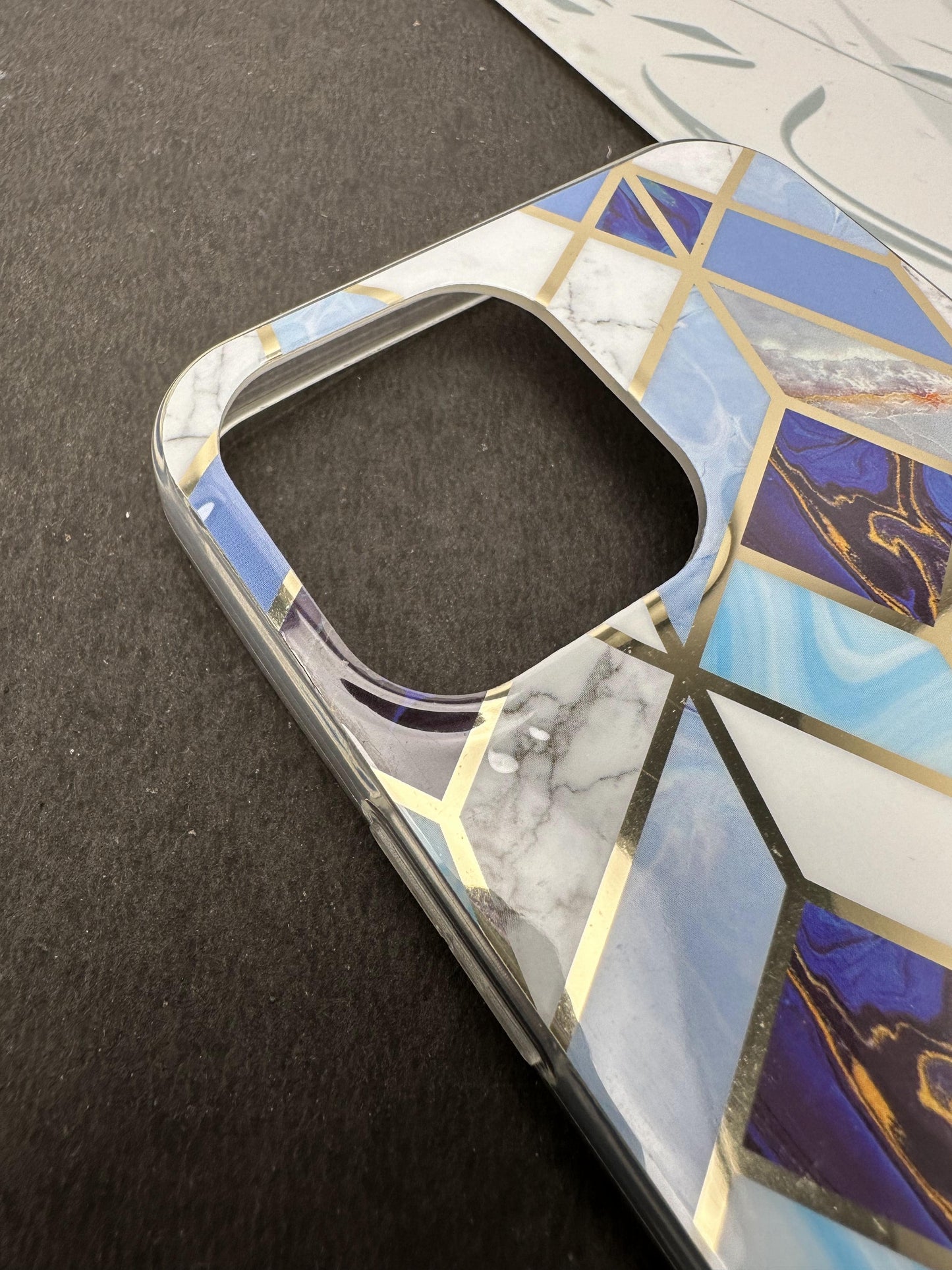 Geometric Rasin Blue Ceramic Design Silicon Case for iPhone