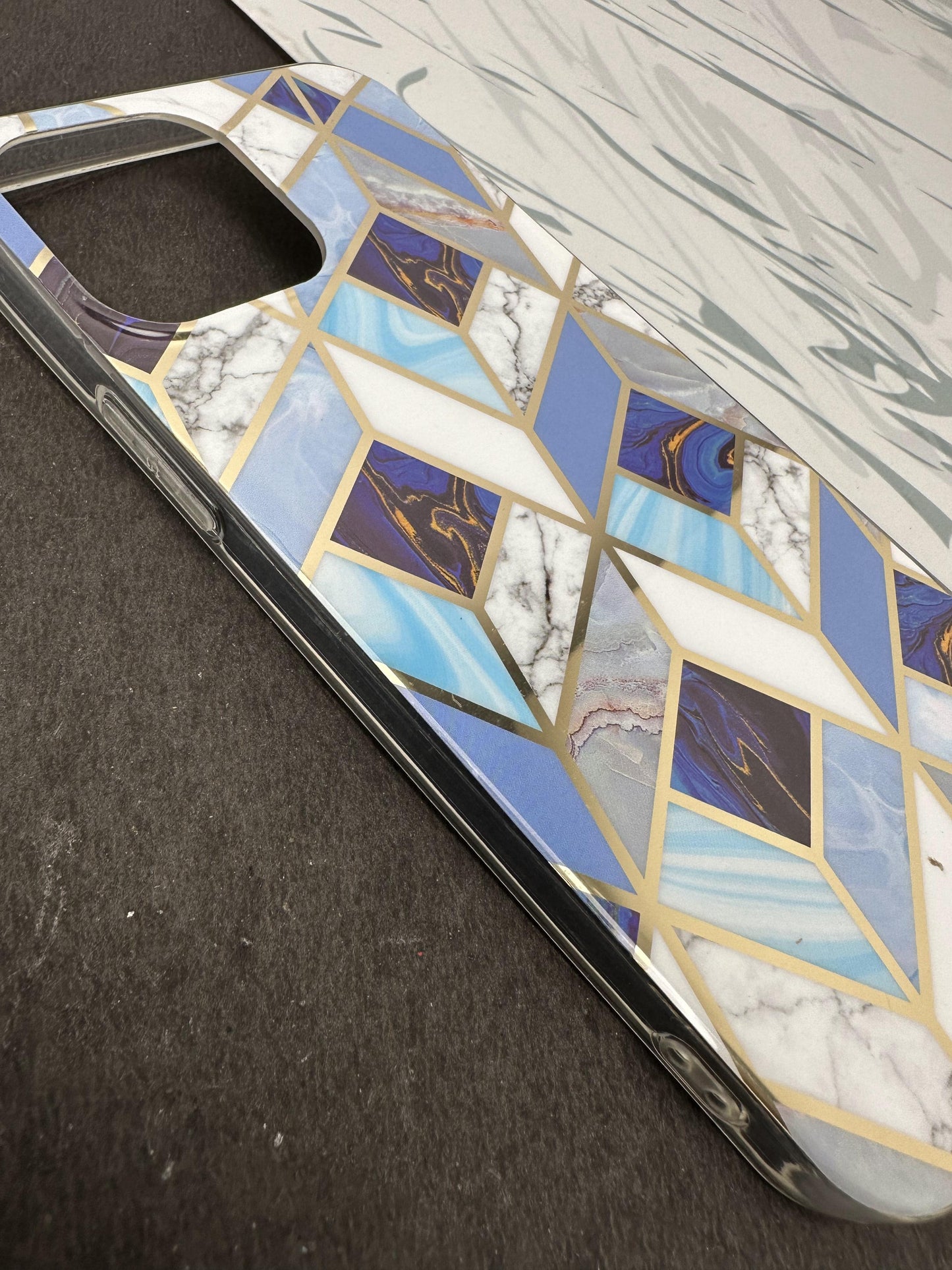 Geometric Rasin Blue Ceramic Design Silicon Case for iPhone