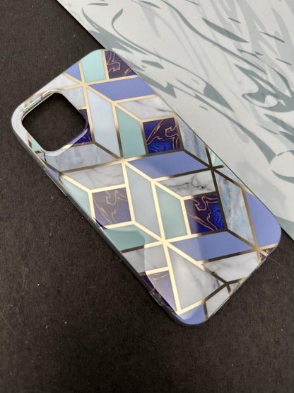 Geometric Rasin Blue Ceramic Design Silicon Case for iPhone