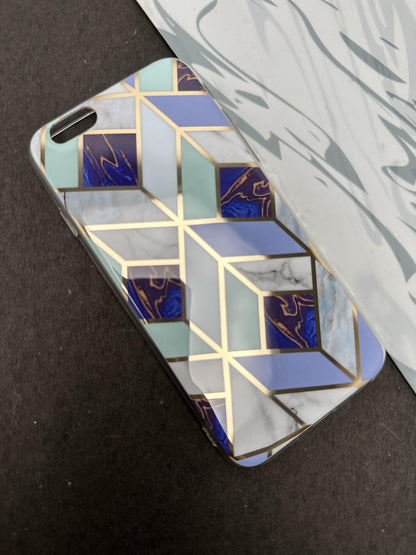 Geometric Rasin Blue Ceramic Design Silicon Case for iPhone