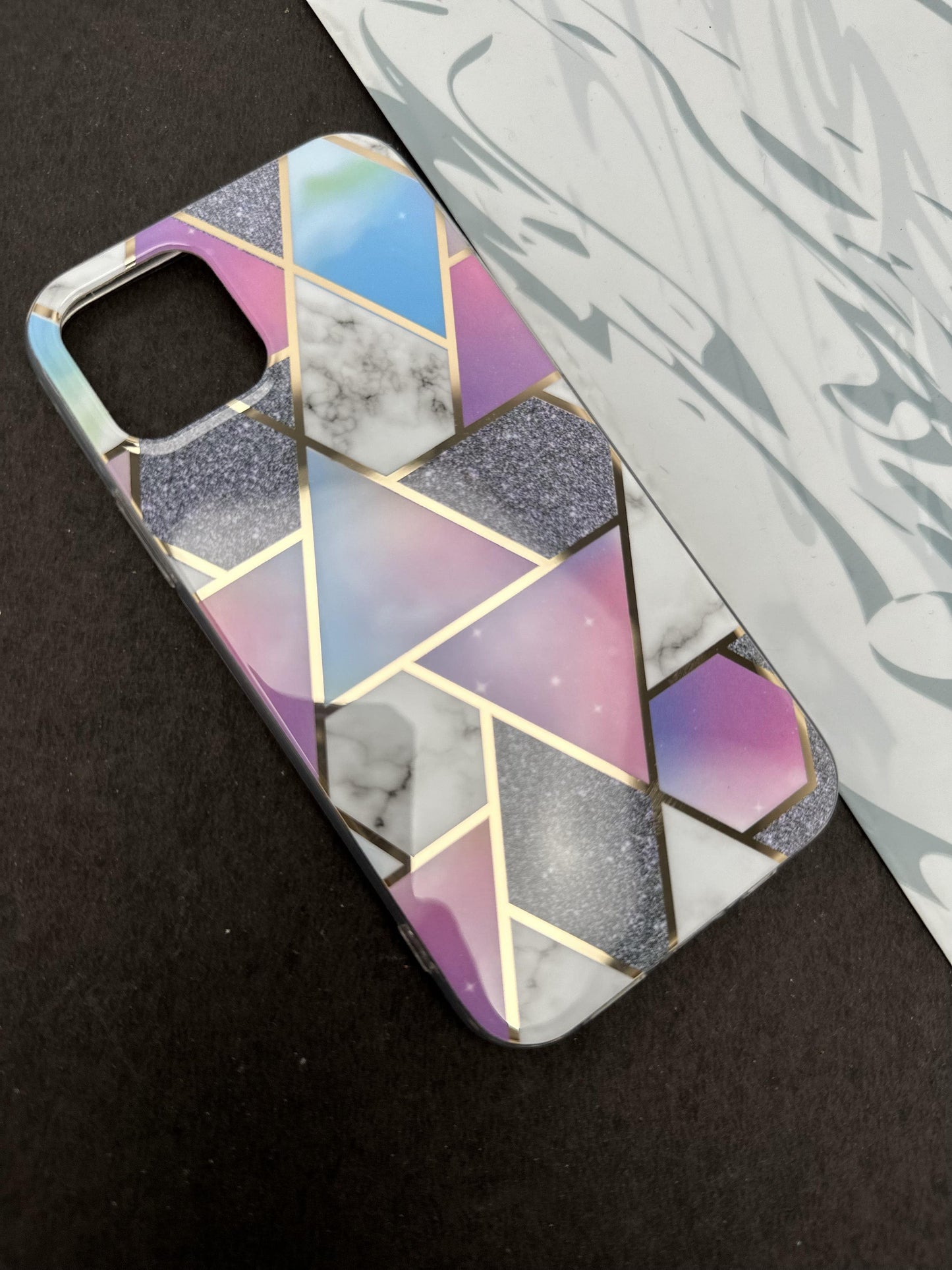 Geometric Purple Tri Design Silicon Case for iPhone