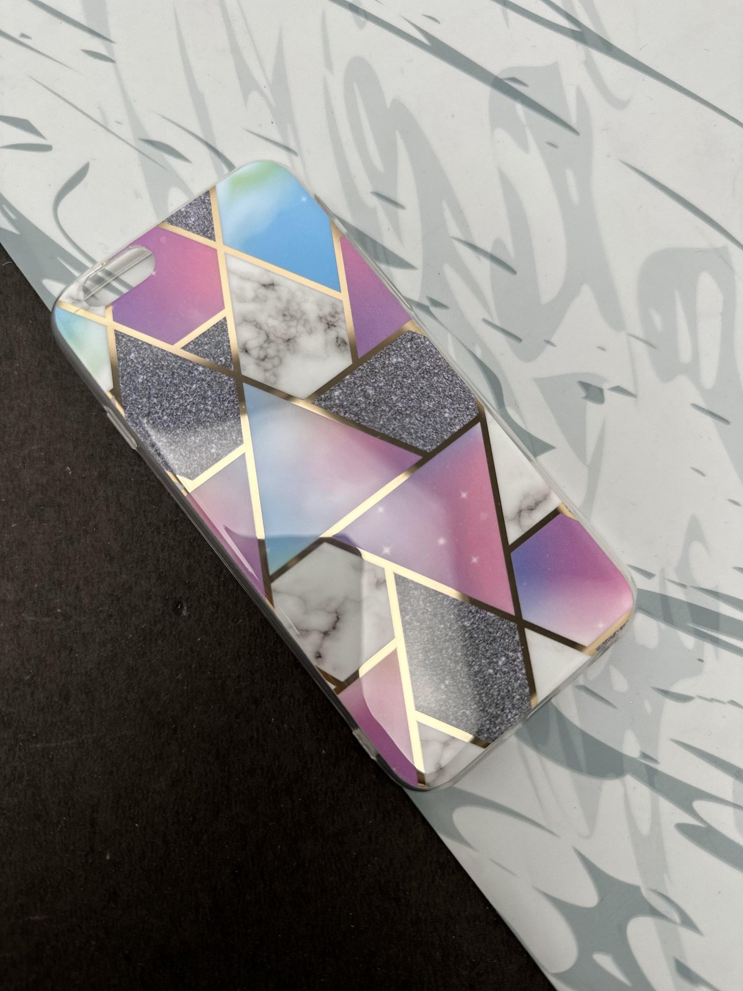 Geometric Purple Tri Design Silicon Case for iPhone