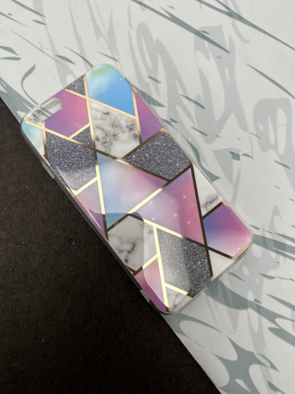 Geometric Purple Tri Design Silicon Case for iPhone