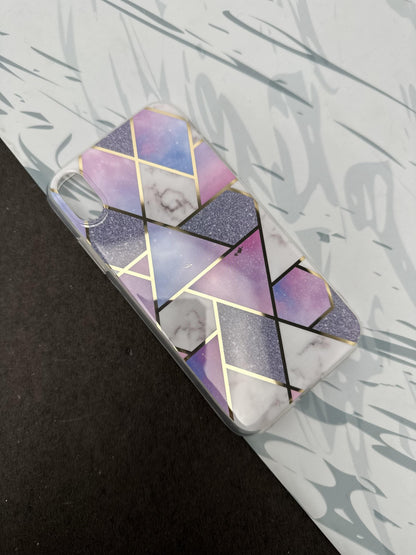 Geometric Purple Tri Design Silicon Case for iPhone