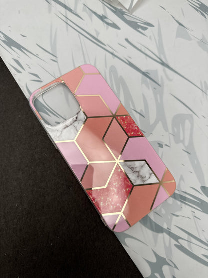 Geometric Rose Gold Design Silicon Case for iPhone