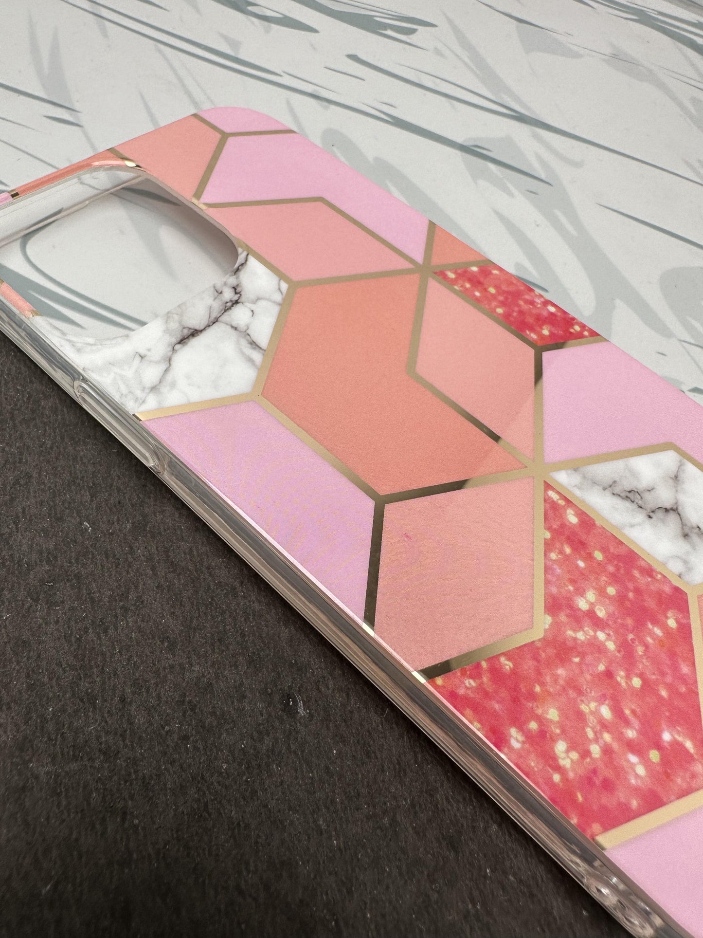 Geometric Rose Gold Design Silicon Case for iPhone