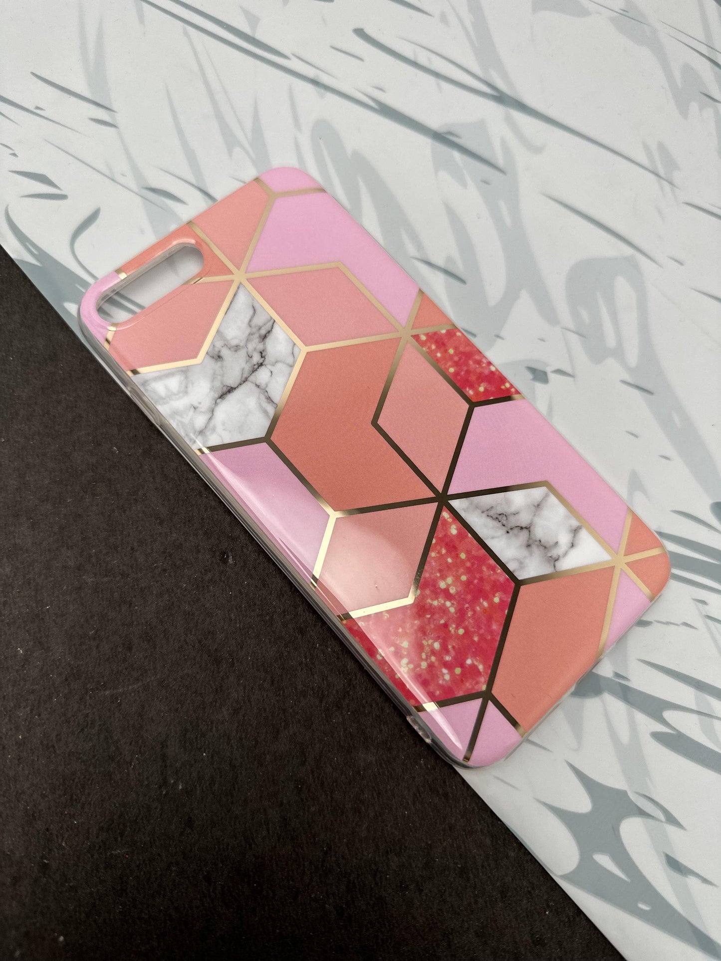 Geometric Rose Gold Design Silicon Case for iPhone