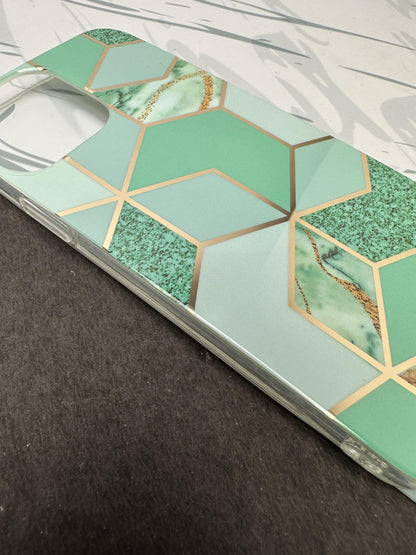 Geometric Green Design Silicon Case for iPhone