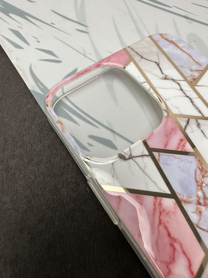 Geometric Tile pink Design Silicon Case for iPhone