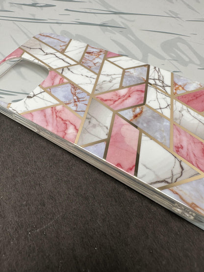 Geometric Tile pink Design Silicon Case for iPhone