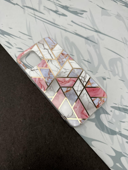 Geometric Tile pink Design Silicon Case for iPhone