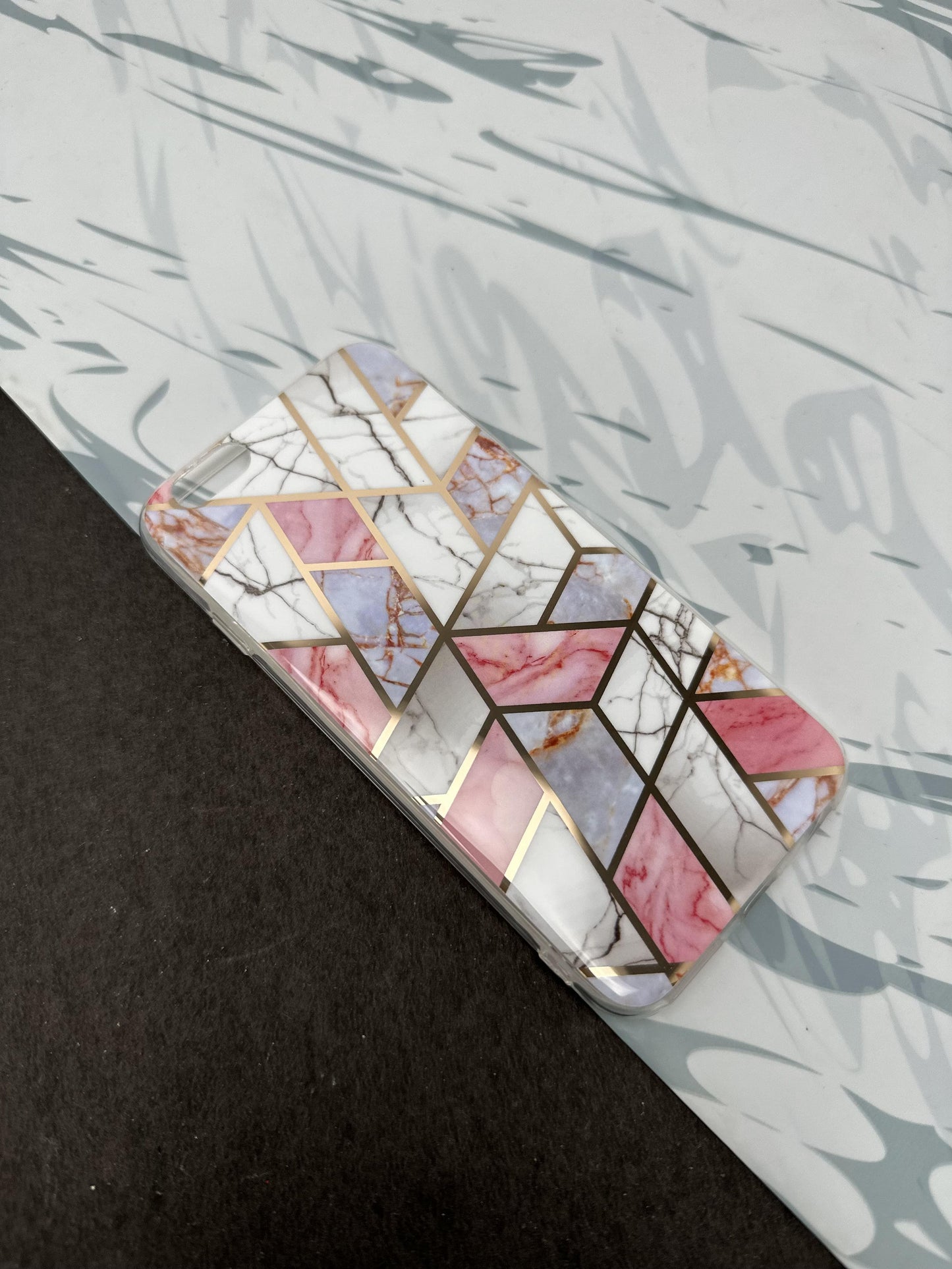 Geometric Tile pink Design Silicon Case for iPhone