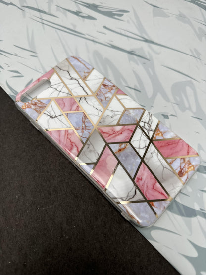 Geometric Tile pink Design Silicon Case for iPhone