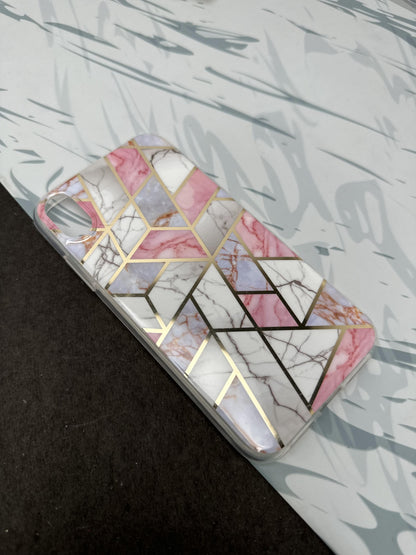 Geometric Tile pink Design Silicon Case for iPhone