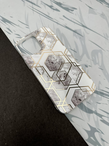 Geometric White Ceramic Design Silicon Case for iPhone