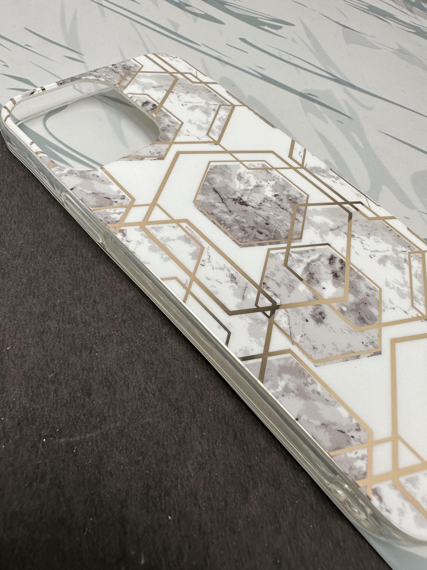 Geometric White Ceramic Design Silicon Case for iPhone