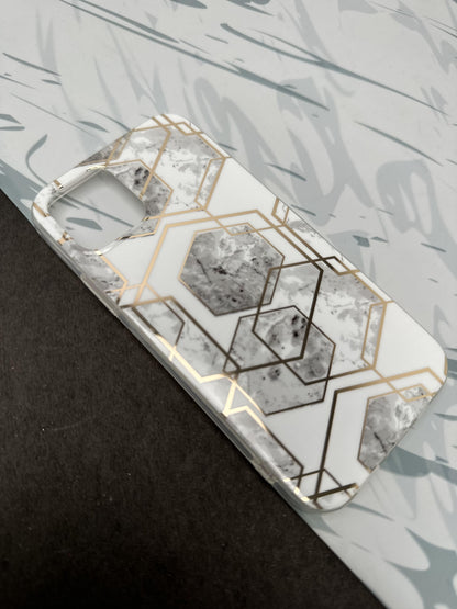 Geometric White Ceramic Design Silicon Case for iPhone