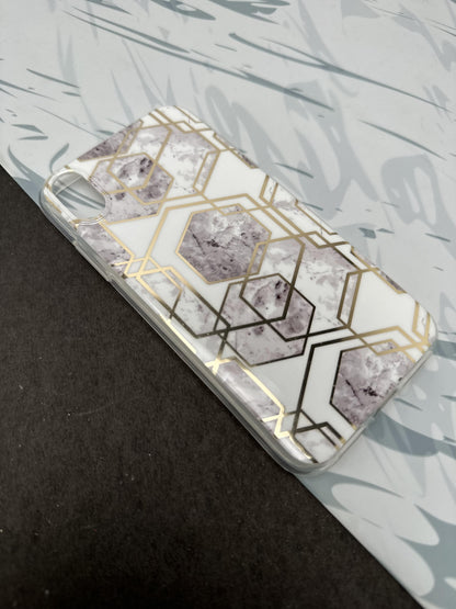 Geometric White Ceramic Design Silicon Case for iPhone