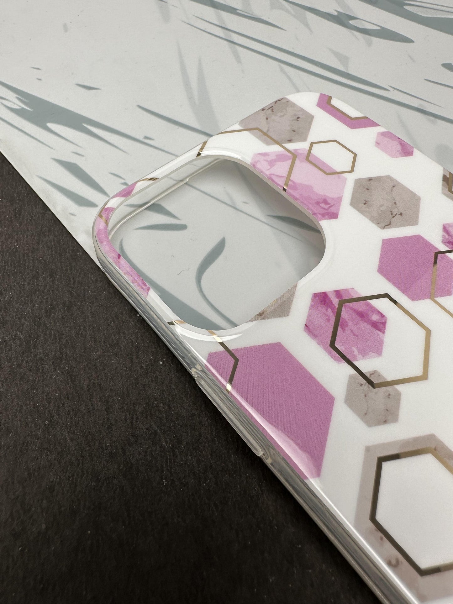 Geometric Purple Hexa Design Silicon Case for iPhone