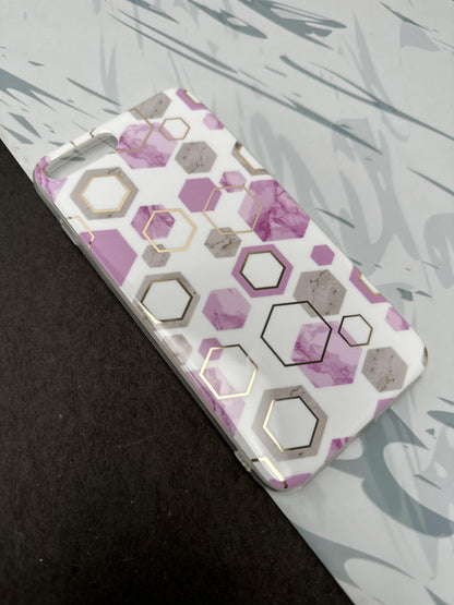 Geometric Purple Hexa Design Silicon Case for iPhone