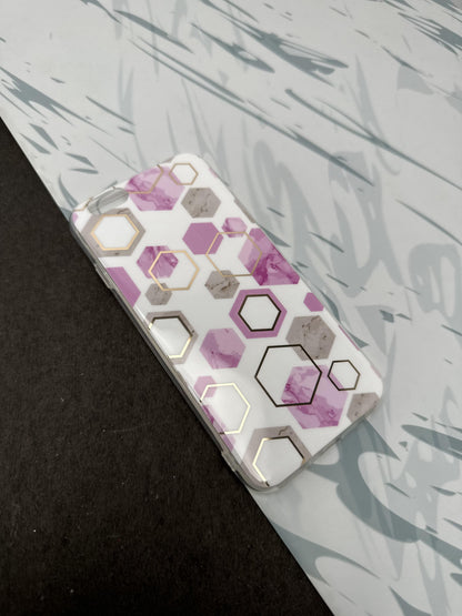 Geometric Purple Hexa Design Silicon Case for iPhone