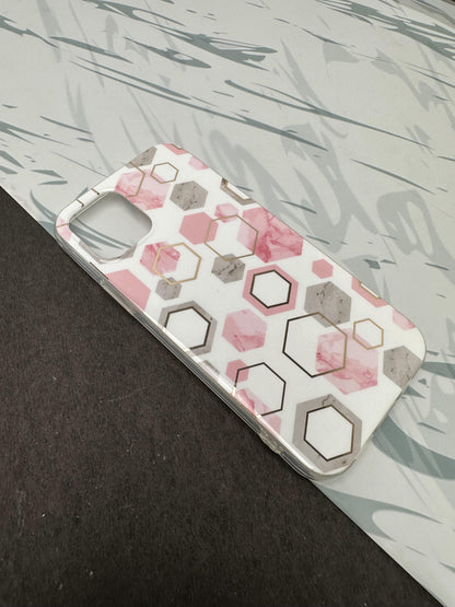 Geometric Pink Hexa Design Silicon Case for iPhone