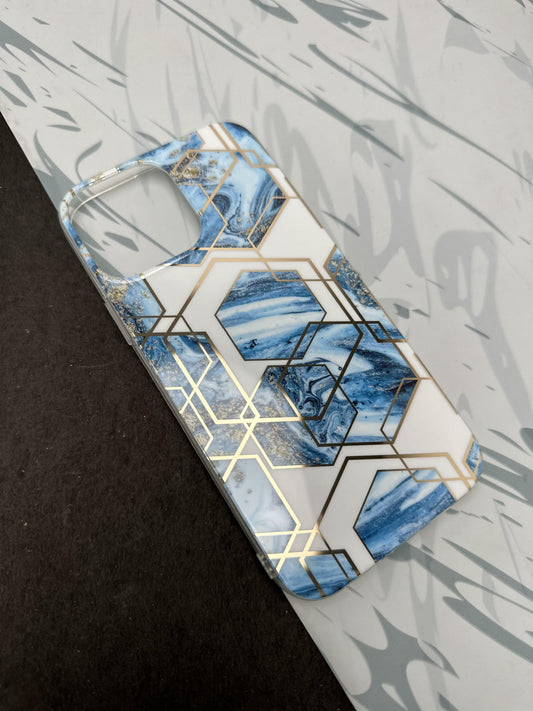 Geometric Ceramic Blue Design Silicon Case for iPhone