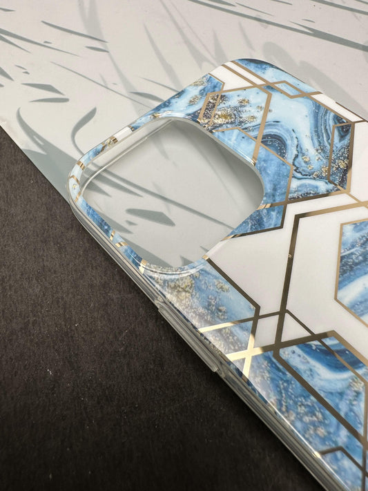 Geometric Ceramic Blue Design Silicon Case for iPhone