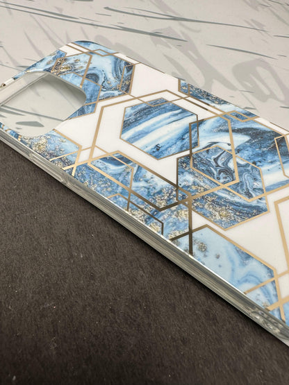 Geometric Ceramic Blue Design Silicon Case for iPhone