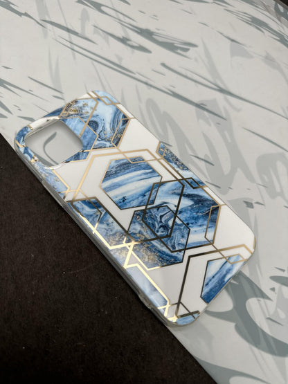 Geometric Ceramic Blue Design Silicon Case for iPhone