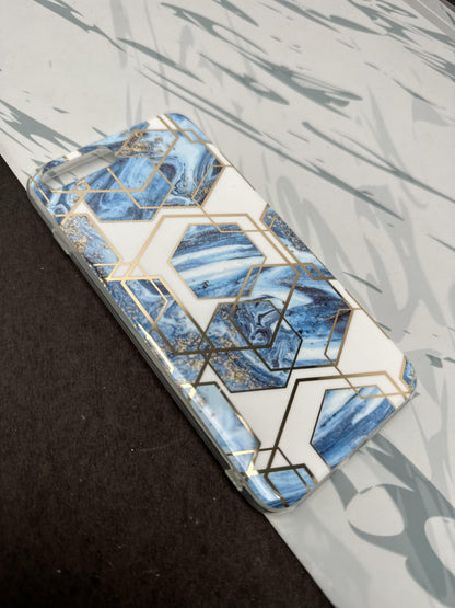 Geometric Ceramic Blue Design Silicon Case for iPhone