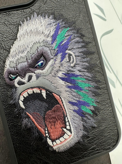 Nimmy Design 3D Embroidery Cases for iPhone King Kong Face Black