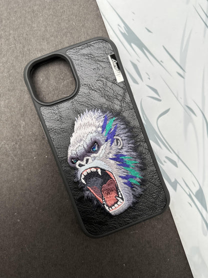 Nimmy Design 3D Embroidery Cases for iPhone King Kong Face Black
