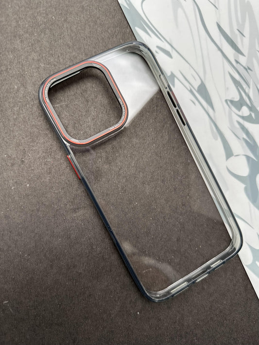 Stylish Black Crystal Clear Hard Back Soft TPU Edge Case For iPhone