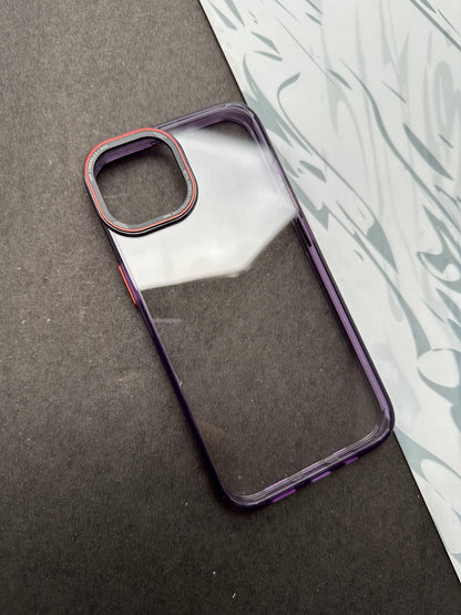 Stylish Deep Purple Crystal Clear Hard Back Soft TPU Edge Case For iPhone