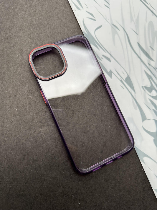 Stylish Deep Purple Crystal Clear Hard Back Soft TPU Edge Case For iPhone