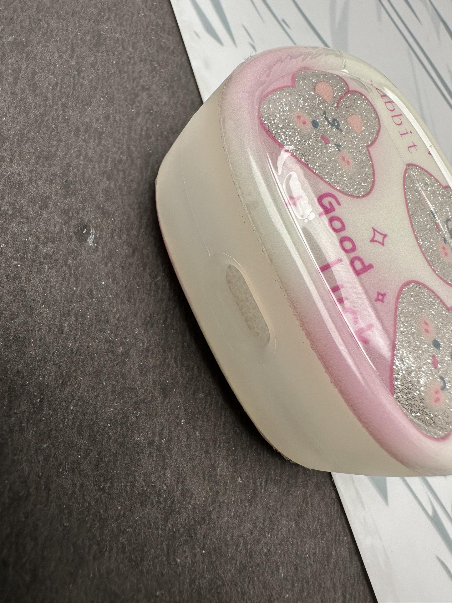 Glitter Teddy Bumper With Pearl Charm Case For Apple AirPods